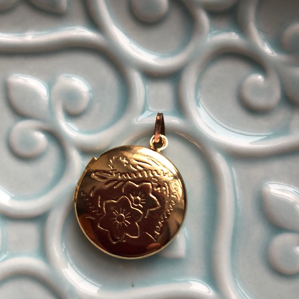 BOGO Faux Gold Locket with floral engraving